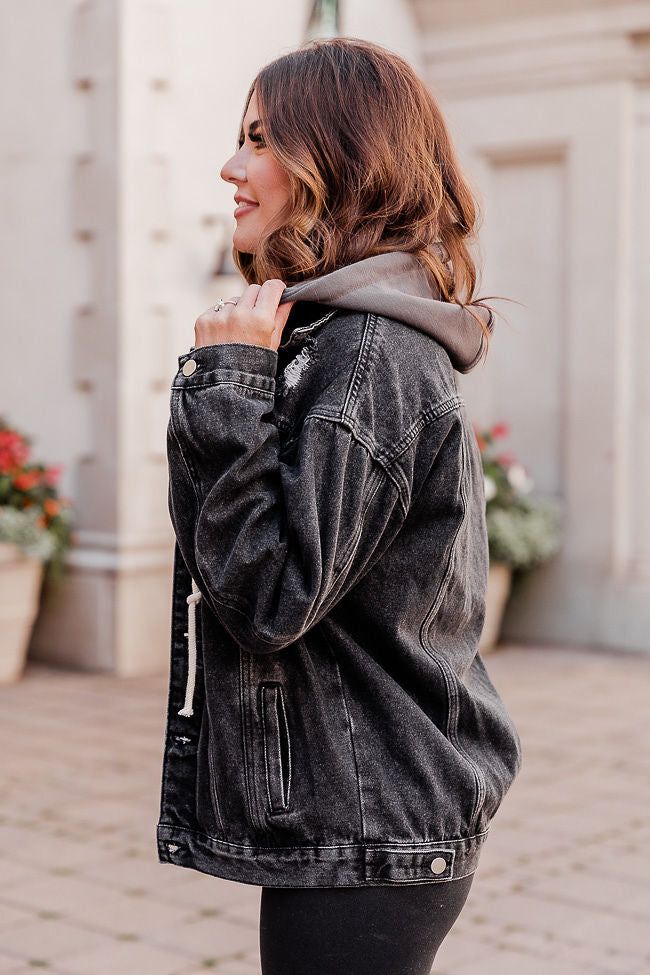 Parker Charcoal Hooded Denim Jacket Amber Massey X Pink Lily sold by Pink Lily product image thumbnail 4