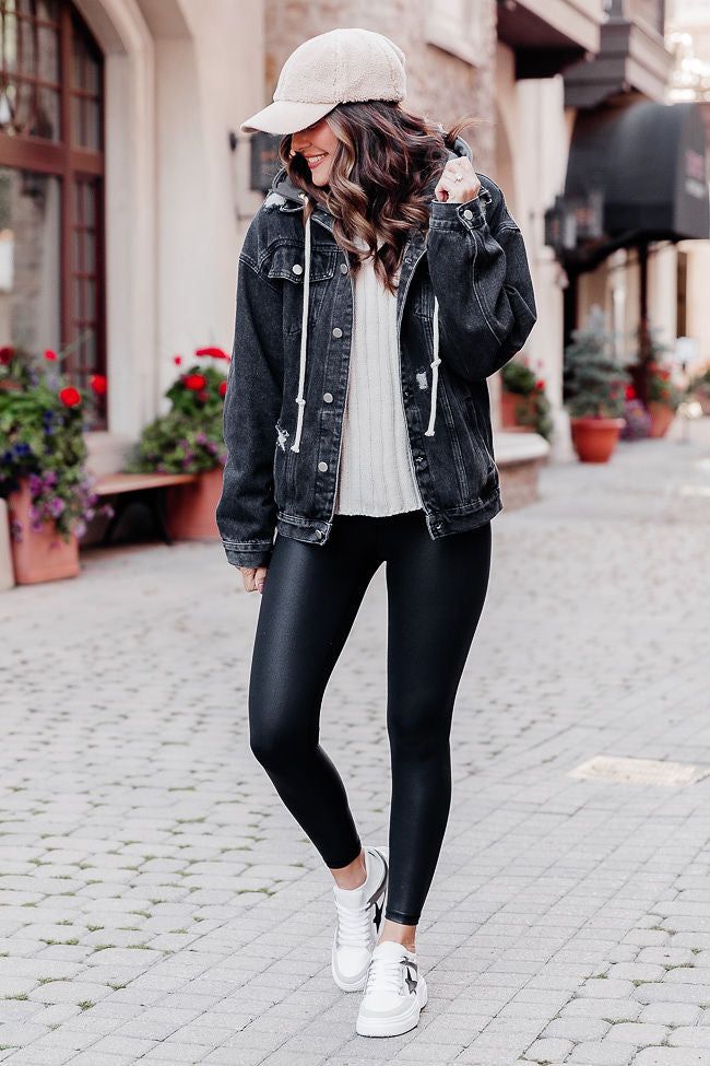 Parker Charcoal Hooded Denim Jacket Amber Massey X Pink Lily sold by Pink Lily product image thumbnail 3