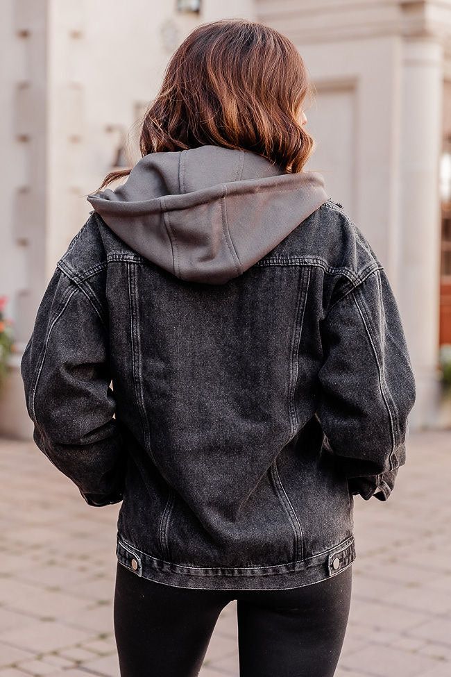 Parker Charcoal Hooded Denim Jacket Amber Massey X Pink Lily sold by Pink Lily product image thumbnail 5