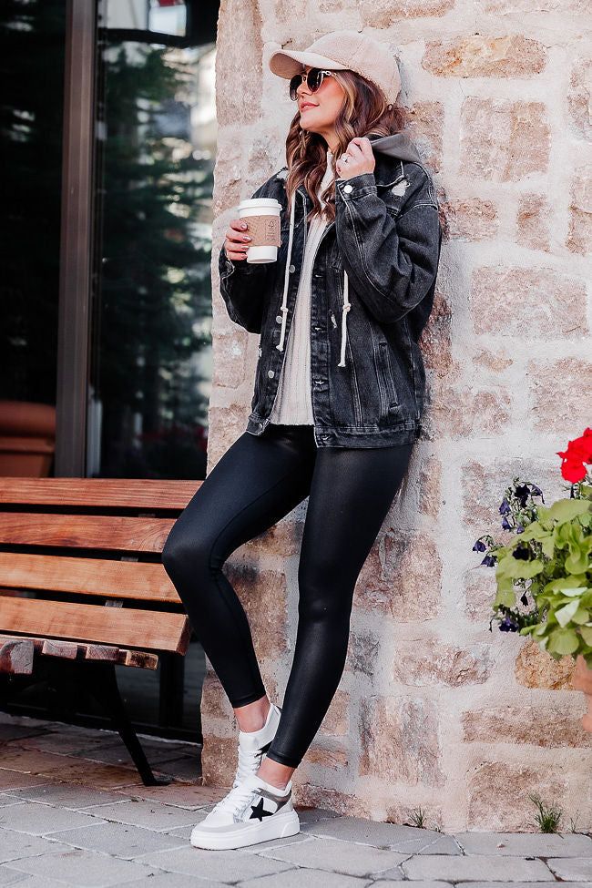 Parker Charcoal Hooded Denim Jacket Amber Massey X Pink Lily sold by Pink Lily product image thumbnail 2