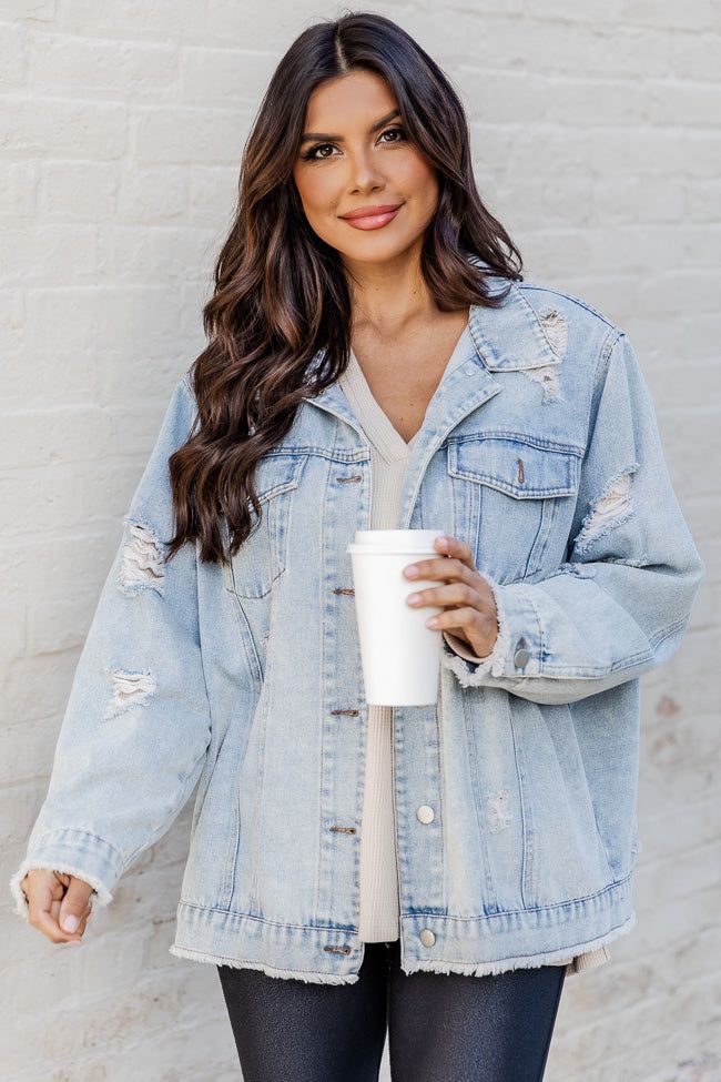 Shades Of You Oversized Distressed Denim Jacket sold by Pink Lily product image thumbnail 2