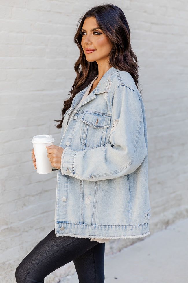 Shades Of You Oversized Distressed Denim Jacket sold by Pink Lily product image thumbnail 3