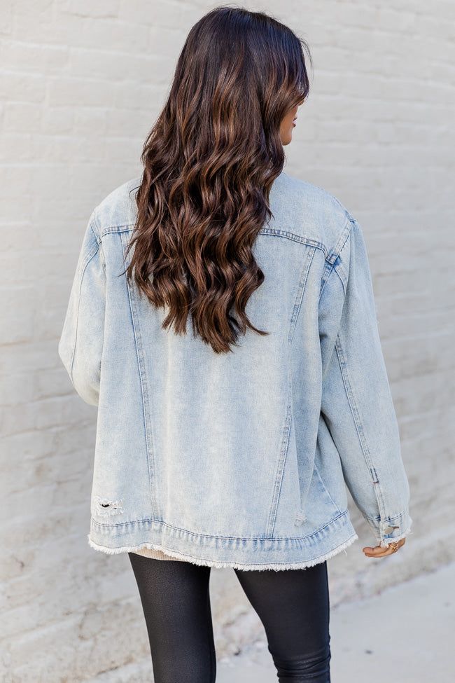 Shades Of You Oversized Distressed Denim Jacket sold by Pink Lily product image thumbnail 4