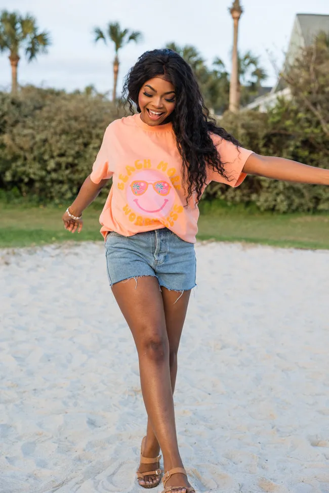 Beach More Worry Less Coral Oversized Graphic Tee sold by Pink Lily product image thumbnail 2