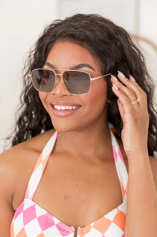 Johnson Gold Brown Sunglasses FINAL SALE made by Pink Lily