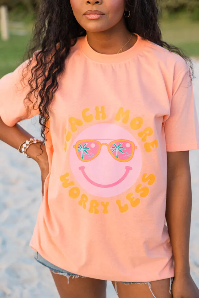 Beach More Worry Less Coral Oversized Graphic Tee sold by Pink Lily product image thumbnail 3