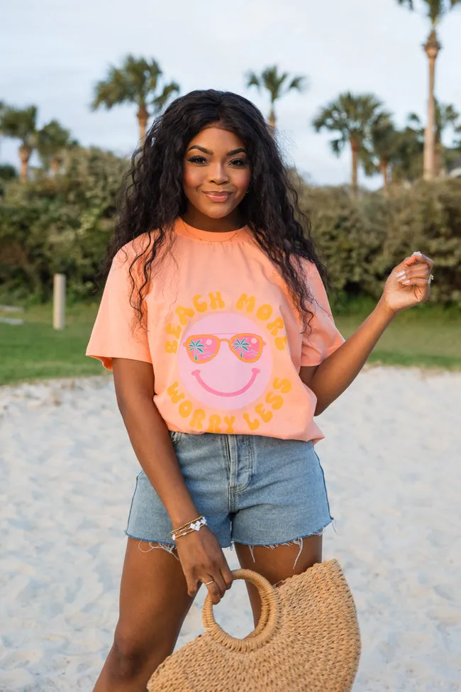 Beach More Worry Less Coral Oversized Graphic Tee sold by Pink Lily