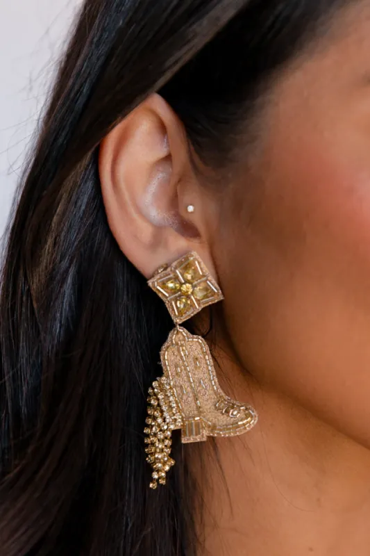 Gold Cowboy Boot Earrings FINAL SALE sold by Pink Lily