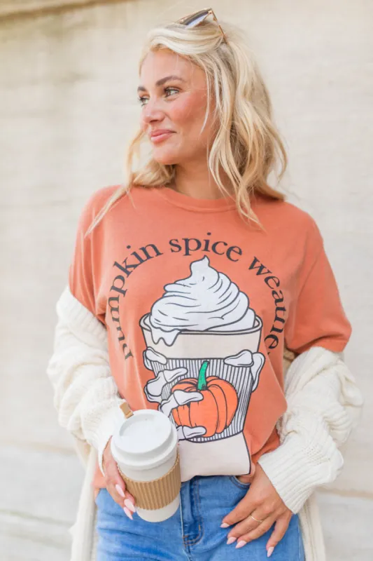 Pumpkin Spice Weather Rust Comfort Colors Graphic Tee sold by Pink Lily