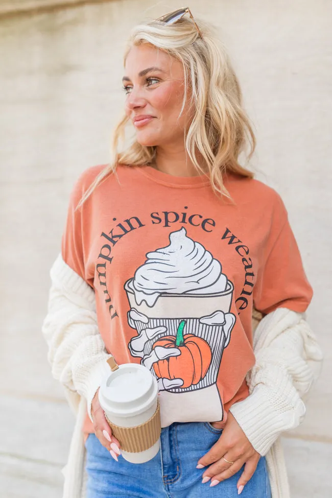 Pumpkin Spice Weather Rust Comfort Color Graphic Tee sold by Pink Lily