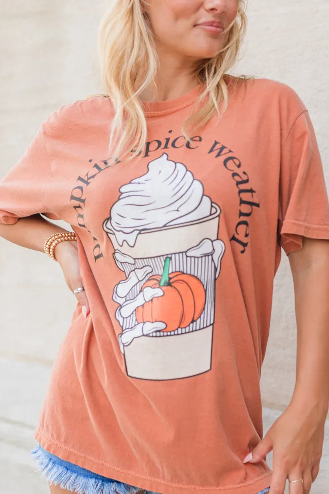 Pumpkin Spice Weather Rust Comfort Color Graphic Tee sold by Pink Lily product image thumbnail 2