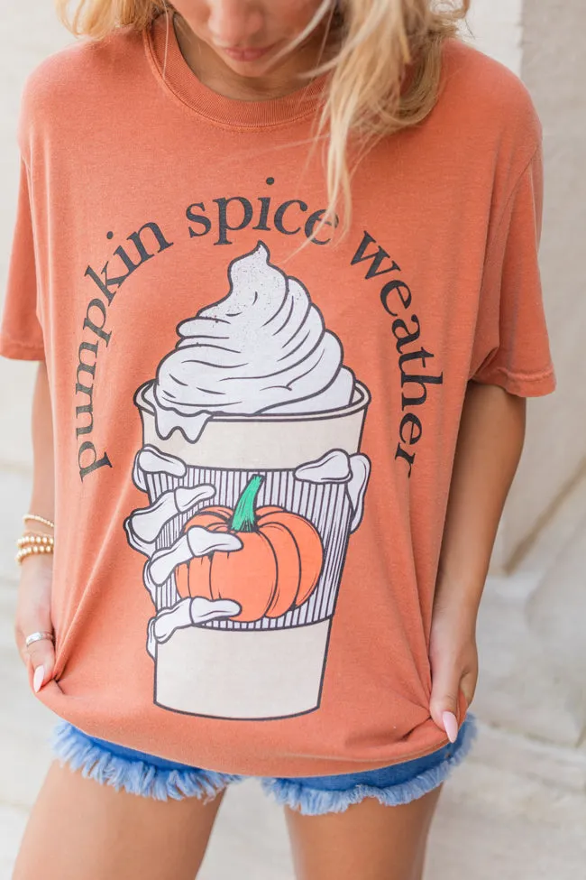 Pumpkin Spice Weather Rust Comfort Color Graphic Tee sold by Pink Lily product image thumbnail 3
