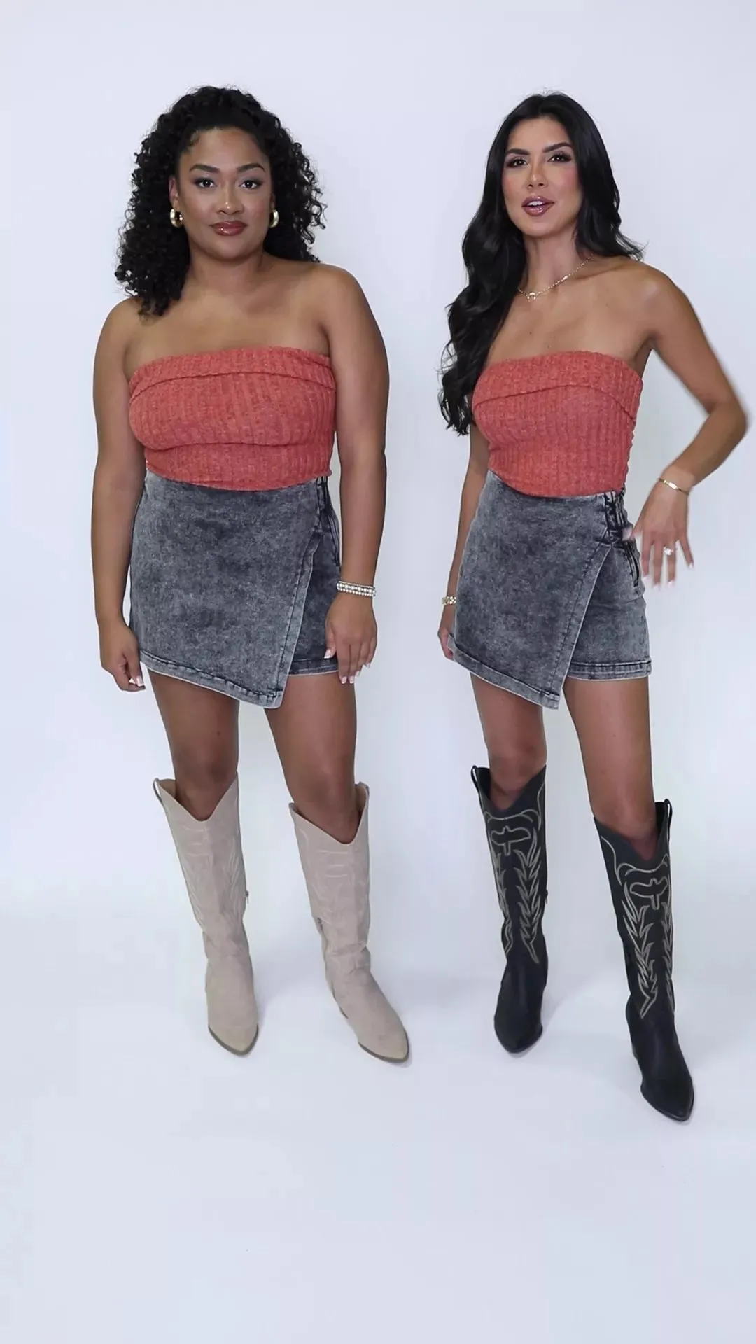 Jessica Black Acid Wash Denim Skort sold by Pink Lily product image thumbnail 3