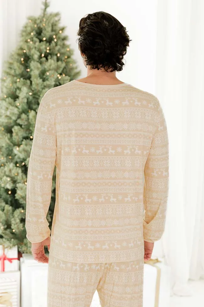 Snowy Days Men Beige and Ivory Fair Isle Pajama Top FINAL SALE sold by Pink Lily product image thumbnail 4