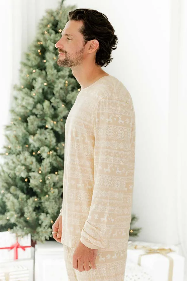 Snowy Days Men Beige and Ivory Fair Isle Pajama Top FINAL SALE sold by Pink Lily product image thumbnail 3