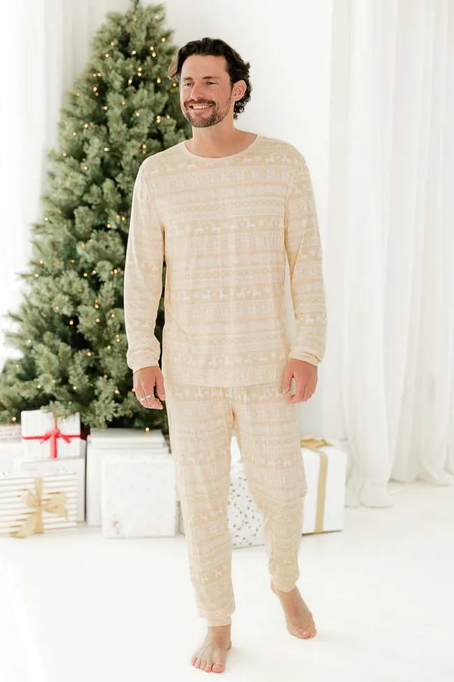 Snowy Days Men Beige and Ivory Fair Isle Pajama Top FINAL SALE sold by Pink Lily product image thumbnail 2