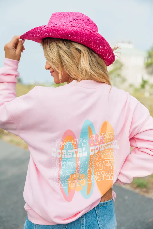 Coastal Cowgirl Repeat Light Pink Oversized Graphic Sweatshirt sold by Pink Lily
