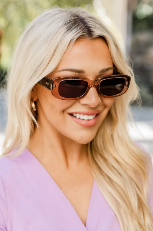 Total Vibe Brown Rectangle Sunglasses FINAL SALE made by Pink Lily