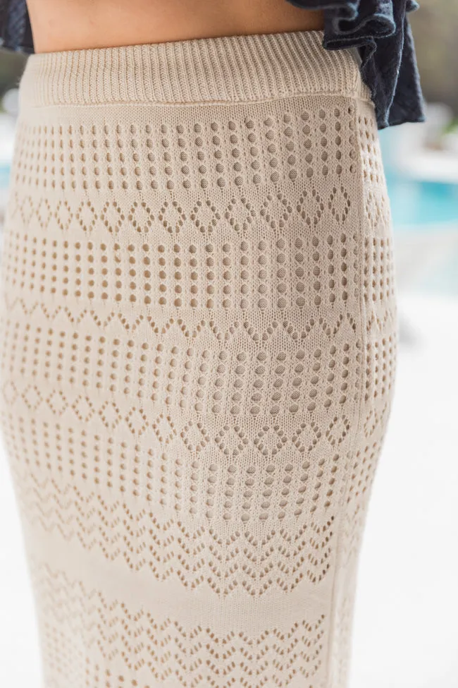 Less Is More Beige Crochet Knit Midi Skirt FINAL SALE sold by Pink Lily product image thumbnail 4