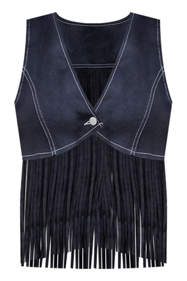 It's All Mine Black Fringe Hem Vest sold by Pink Lily product image thumbnail 5