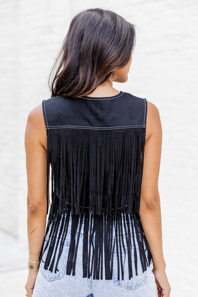 It's All Mine Black Fringe Hem Vest sold by Pink Lily product image thumbnail 4