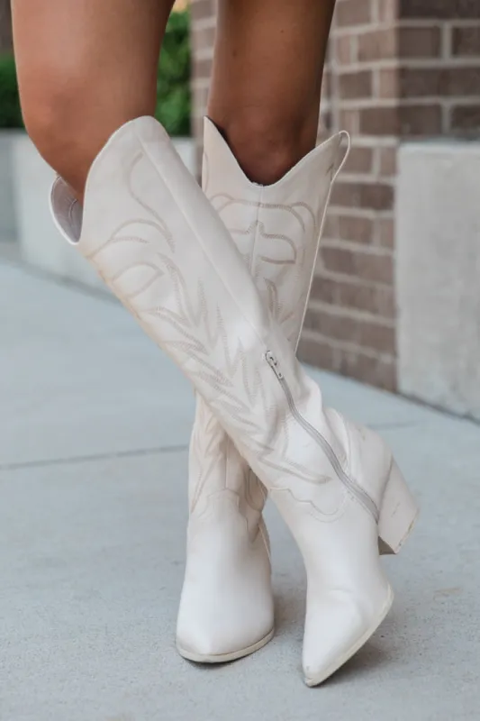 Shania Stone Leather Cowboy Boot made by Qupid