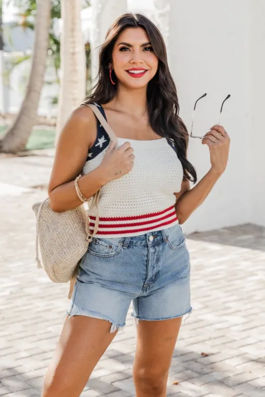 Made For Sunshine Cream Star Strap Sweater Tank FINAL SALE sold by Pink Lily