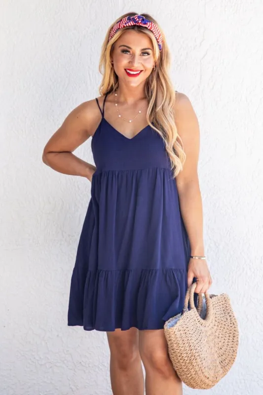 Got A Hold On Me Navy Mini Dress FINAL SALE sold by Pink Lily