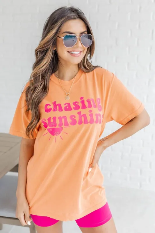 Chasing Sunshine Burnt Orange Graphic Tee FINAL SALE sold by Pink Lily