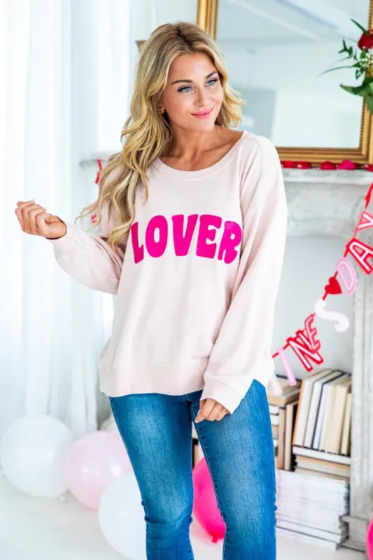 Lover Pale Pink Graphic Sweatshirt sold by Pink Lily