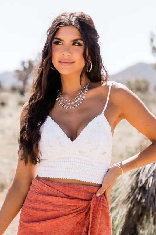 Free My Soul White Cropped Crochet Tank FINAL SALE sold by Pink Lily