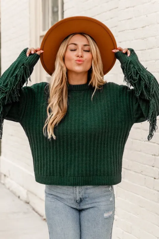 Coming To My Senses Forest Green Sweater FINAL SALE sold by Pink Lily