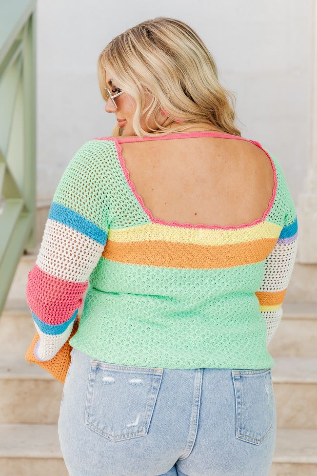 Flying Colors Square Neck Crochet Multi Color Sweater sold by Pink Lily product image thumbnail 8