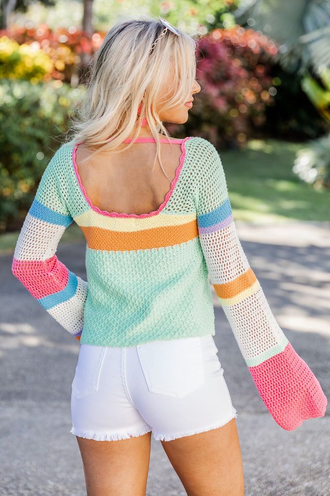 Flying Colors Square Neck Crochet Multi Color Sweater sold by Pink Lily product image thumbnail 5