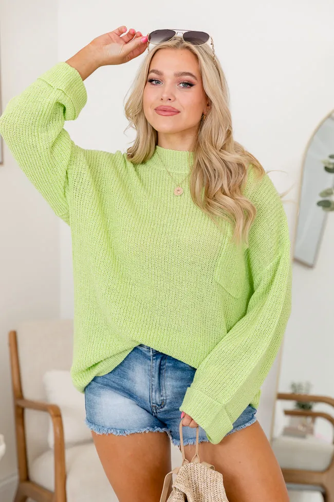 Mellow Mood Lime Oversized Pocketed Sweater FINAL SALE sold by Pink Lily
