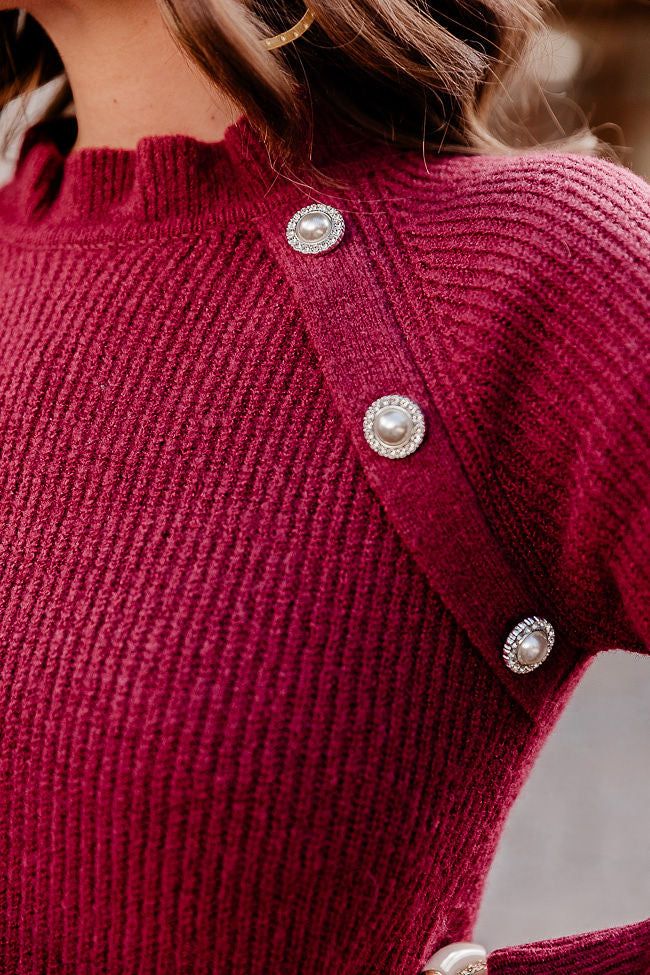 Wine Down Merlot Ruffle Mock Neck Sweater sold by Pink Lily product image thumbnail 4