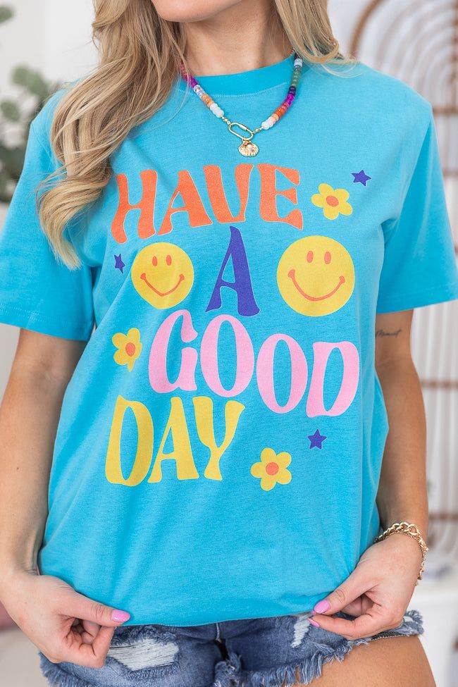 Have A Good Day Aqua Oversized Graphic Tee sold by Pink Lily product image thumbnail 4
