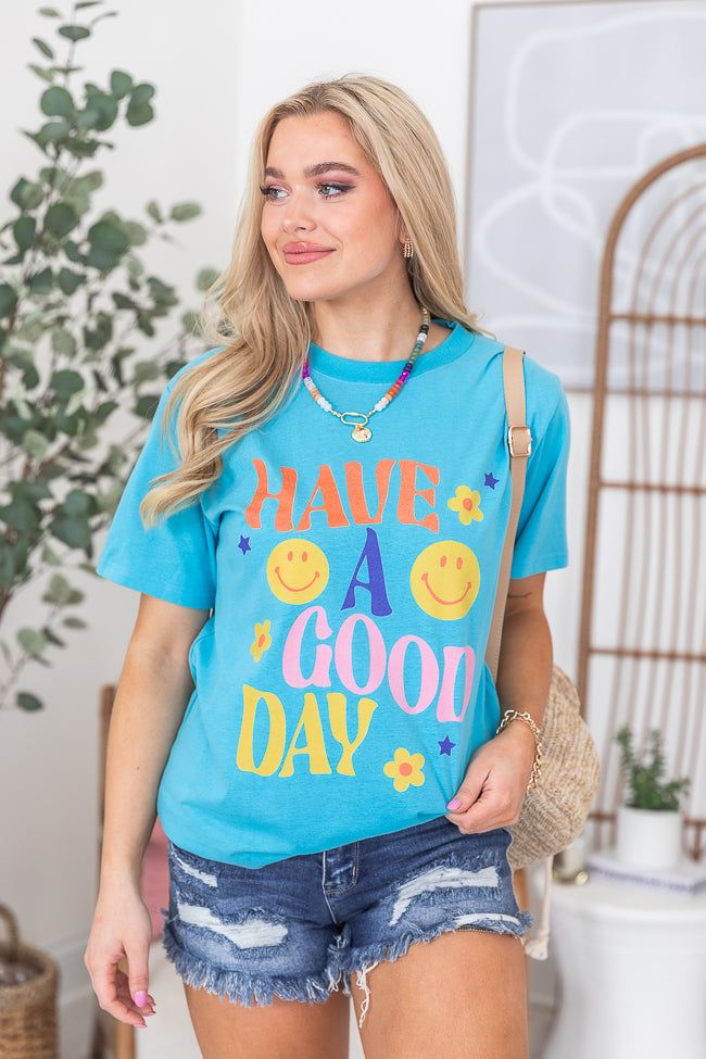 Have A Good Day Aqua Oversized Graphic Tee sold by Pink Lily product image thumbnail 3