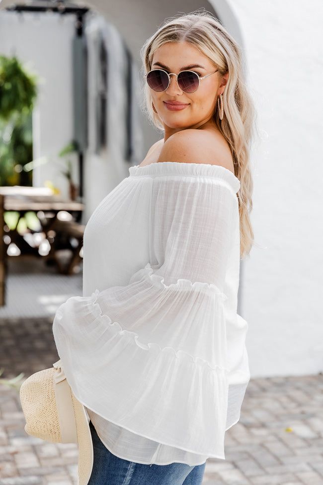 Work With It Off The Shoulder Ivory Tiered Sleeve Blouse FINAL SALE sold by Pink Lily product image thumbnail 10