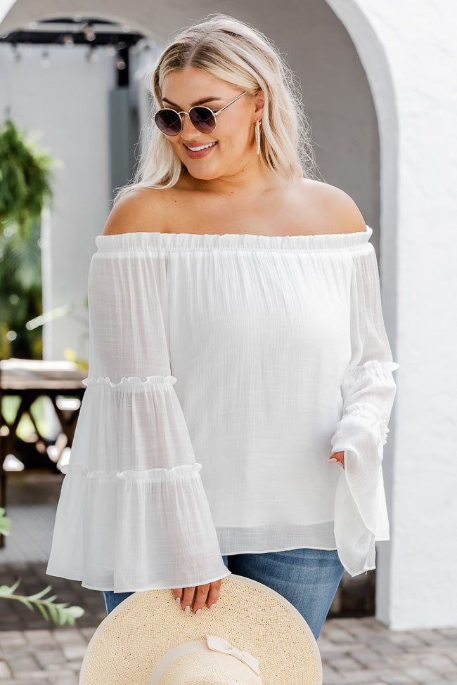 Work With It Off The Shoulder Ivory Tiered Sleeve Blouse FINAL SALE sold by Pink Lily product image thumbnail 7