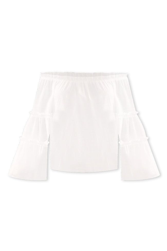 Work With It Off The Shoulder Ivory Tiered Sleeve Blouse FINAL SALE sold by Pink Lily product image thumbnail 12