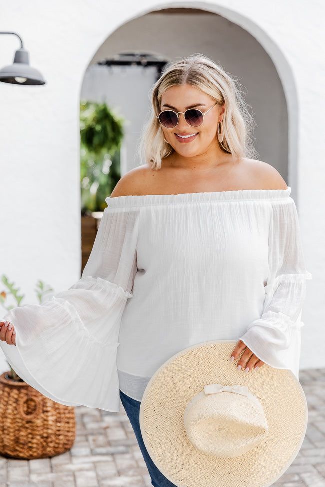 Work With It Off The Shoulder Ivory Tiered Sleeve Blouse FINAL SALE sold by Pink Lily product image thumbnail 9