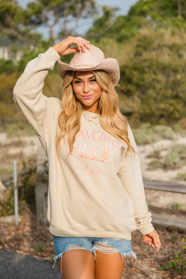 Cowgirls Beach Club Light Tan Oversized Graphic Sweatshirt sold by Pink Lily product image thumbnail 4