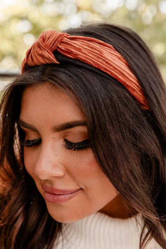 Not Without You Rust Velvet Knotted Headband sold by Pink Lily