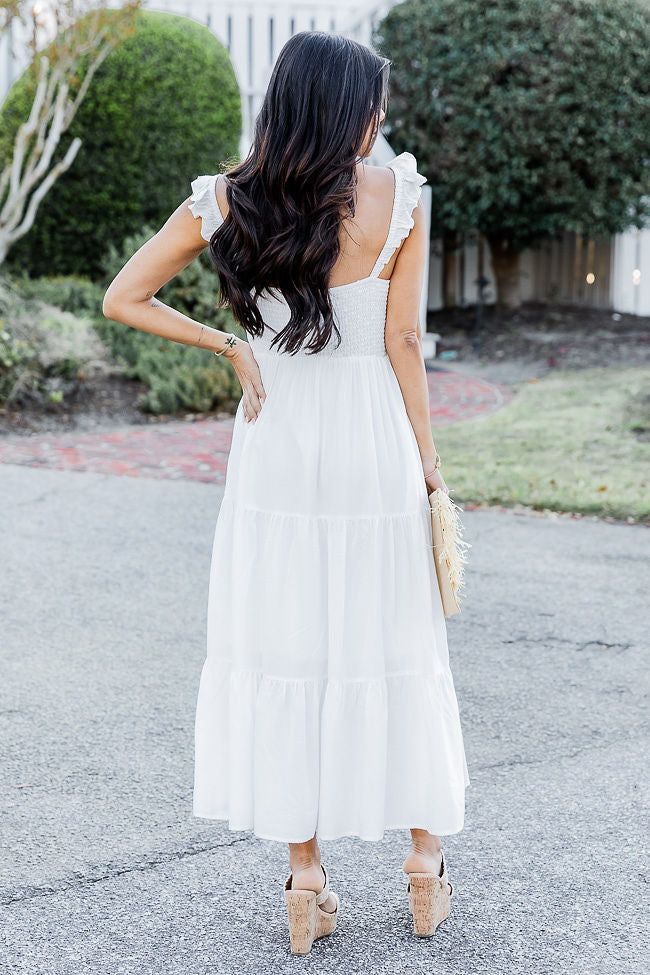 Happiness Is A Habit White Midi Dress FINAL SALE sold by Pink Lily product image thumbnail 4