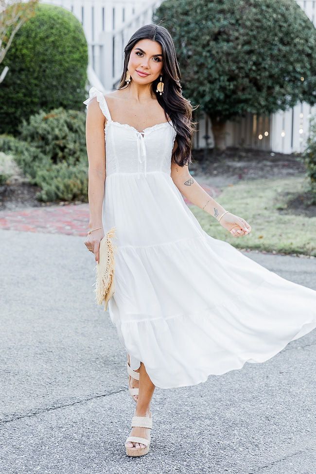 Happiness Is A Habit White Midi Dress FINAL SALE sold by Pink Lily