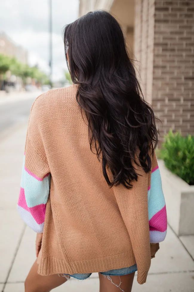 Let's Stay Longer Brown Multi Color Block Sleeve Cardigan DOORBUSTER sold by Pink Lily product image thumbnail 5