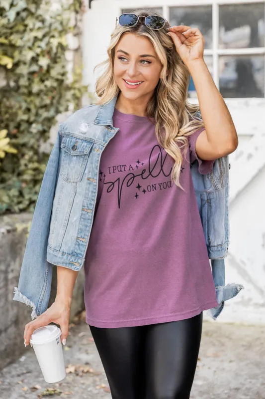 I Put A Spell On You Purple Comfort Color Graphic Tee DOORBUSTER sold by Pink Lily