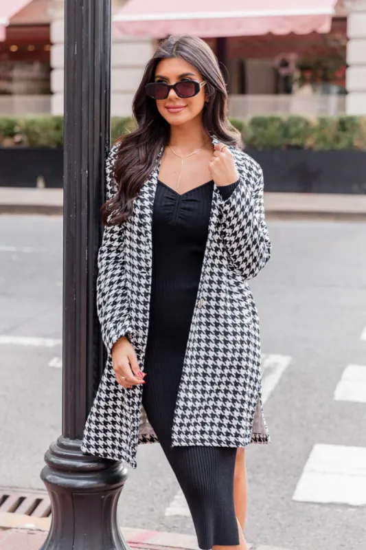 Get On Board Black Houndstooth Coat FINAL SALE sold by Pink Lily