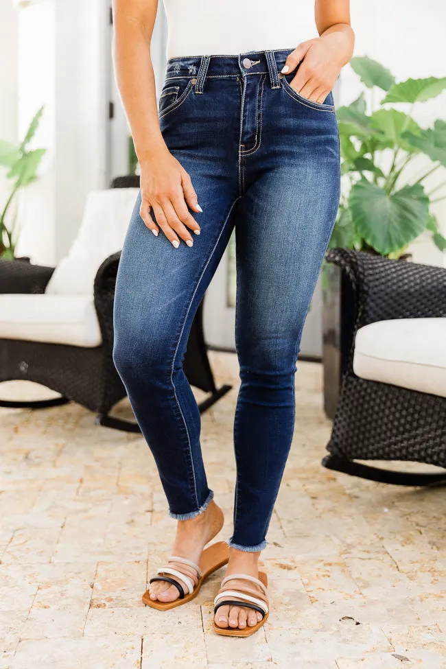 Alex Raw Hem Dark Wash Skinny Jeans FINAL SALE sold by Pink Lily product image thumbnail 5